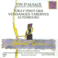 Alsace Grand Cru Altenbourg - Tokay Pinot Gtris , Vendanges tardives - Domaine Albert Mann.