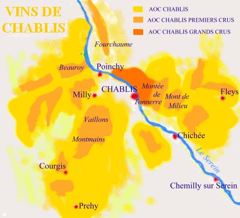 Carte des appellations Chablis - © M.CRIVELLARO