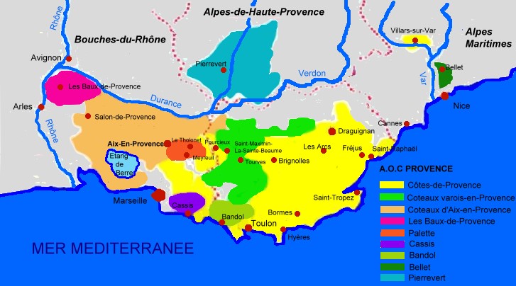Carte des appellations de Provence - Michel CRIVELLARO