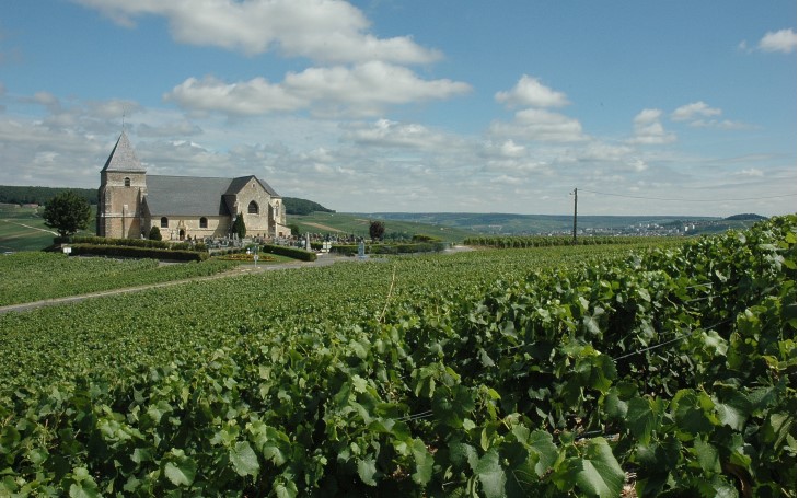 Chavot-Courcourt - L'église de Chavot du XIIe et XVIe siècles domine la vallée du Cubry et les villages de Vinay, Moussy et Pierry -  © M.CRIVEL...