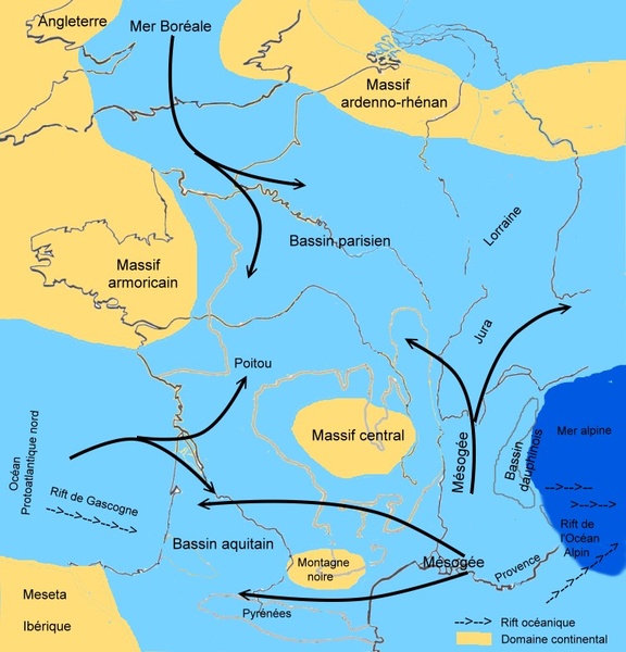 Domaine continental et marin en France au Jurassique moyen et supérieur Domaine continental et marin en France au Jurassique moyen et supérieur