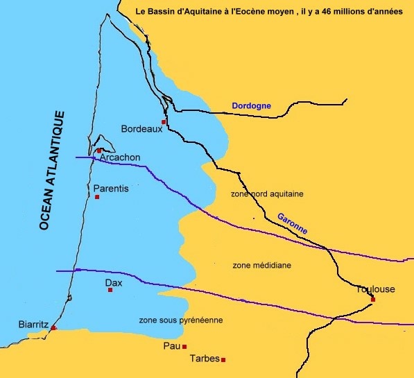Le Bassin d'Aquitaine à l'Eocène moyen