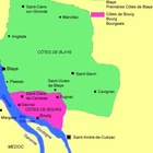 Carte des appellations viticoles du Blayais et du Bourgeais.