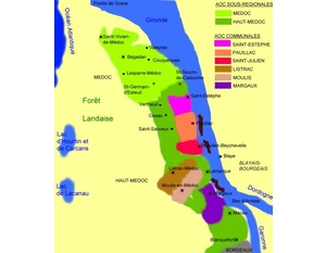 Carte des appellations viticoles du Médoc