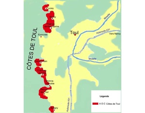 Cotes des appellations viticoles des Côtes de Toul.