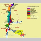 Carte des appellations viticoles des Côtes-du-Rhône septentrionales et du Diois. 