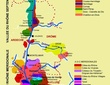 Carte des appellations viticoles de la Vallée du Rhône.