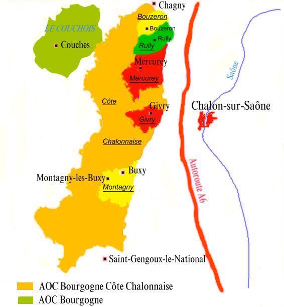 Carte des appellations viticoles de la Côte Chaonnaise - © M.CRIVELLARO