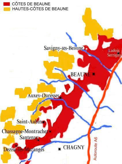 Cartes des appellations viticoles Bourgogne Hautes- Côtes de Beaune - © M.CRIVELLARO