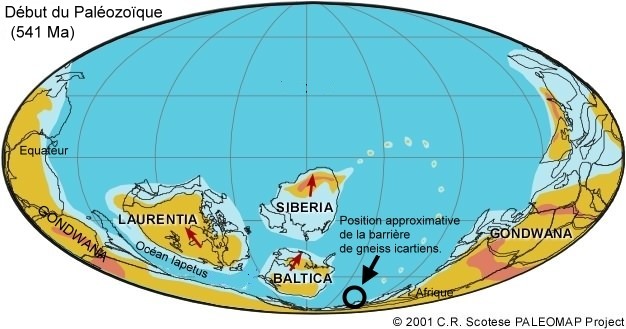 Début du Paléozoïque-Les-continents-Gondwana-Laurentia-Siberia-Baltica-issus-de-la-fragmentation-du-supercontinent-Pannotia-Carte-modifiee-a-part... Début du Paléozoïque-Les-continents-Gondwana-Laurentia-Siberia-Baltica-issus-de-la-fragmentation-du-supercontinent-Pannotia-Carte-modifiee-a-part...