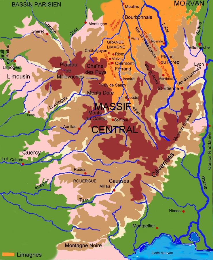Massif Central - Carte Michel CRIVELLARO