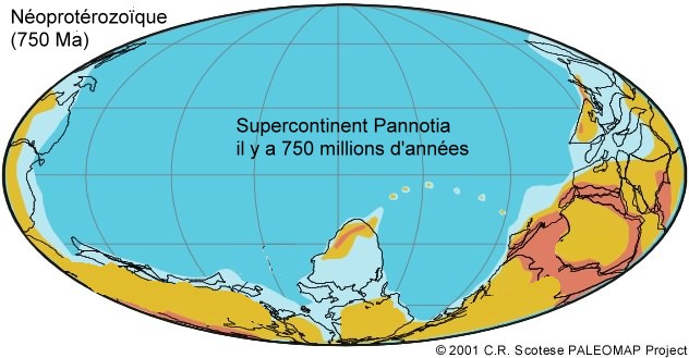 Néoprotérozoïque (750 Ma) - Supercontinent Pannotia