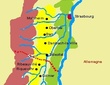 Carte des appellations viticoles de la région Alsace © M.CRIVELLARO
