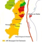 Carte des appellations viticoles de la Côte Chalonnaise.