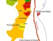 Carte des appellations viticoles de la Côte Chalonnaise.
