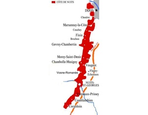 Carte des appellations de la Côte de Nuits