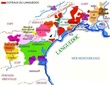 Carte des appellations viticoles du Languedoc.