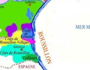 Carte des appellations viticoles du Roussillon