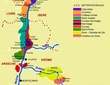 Carte des appellations viticoles des Côtes-du-Rhône septentrionales et du Diois. 